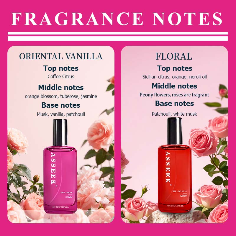 ASSEEK 2pcs perfume for Women  【Red Love Song 50ml】【Miss Charm 50ml)】