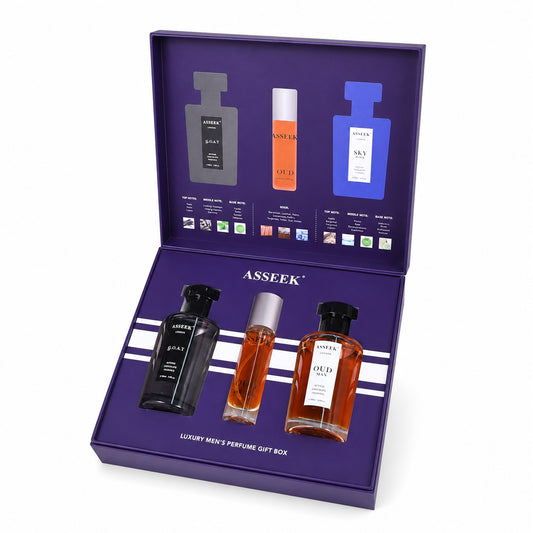 [ASSEEK] Men’s Modern Charm Collection | 2 Full-Size 80ml Colognes + 1 OUD Discovery Mini, Three Distinct Scents for Dates, Parties & Everyday Confidence