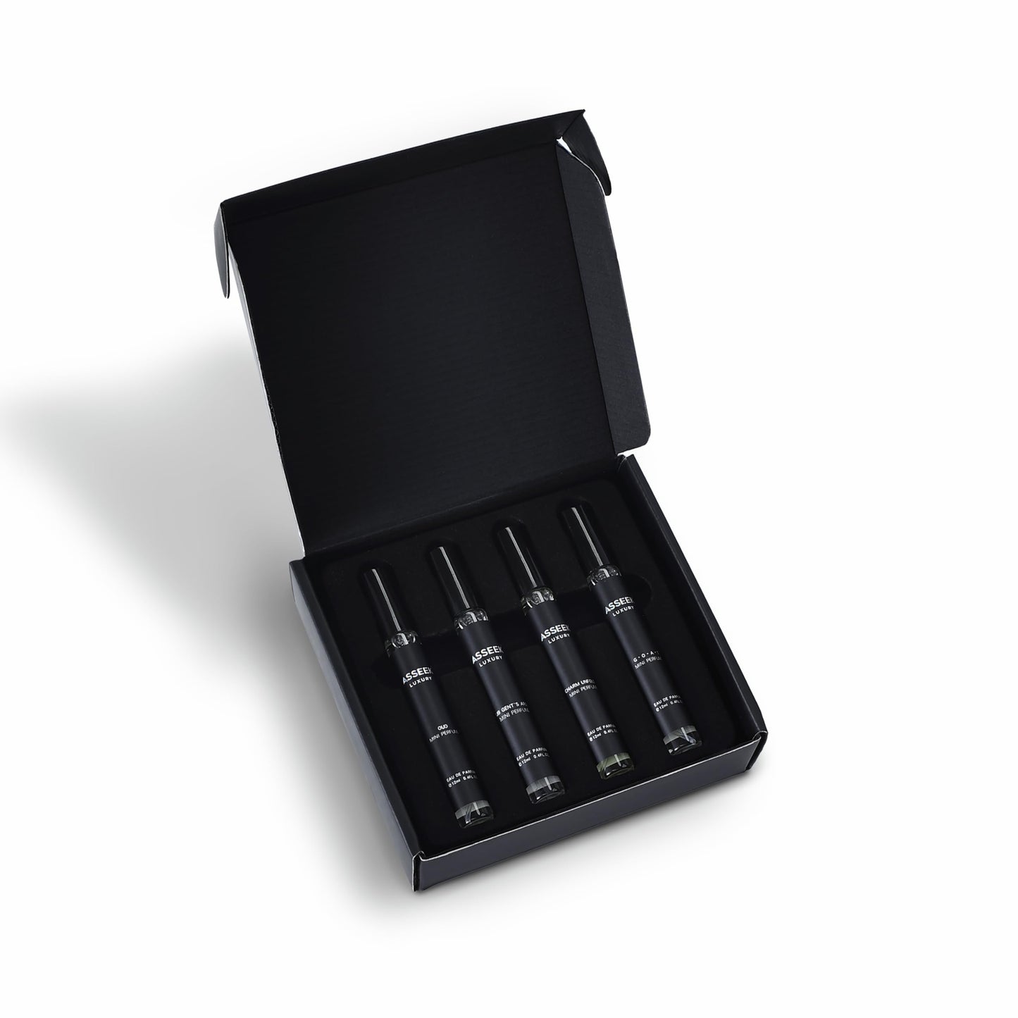 ASSEEN Luxury Men's Fragrance Gift Set: 4 Premium Wood perfume (12ml each)，Explorer Collection with OUD, GOAT & More，Elegant Gift Box