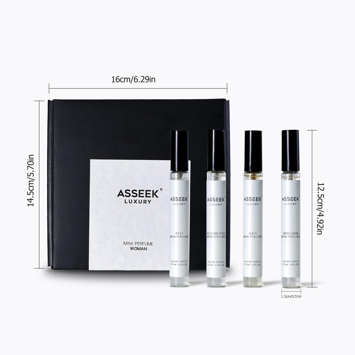 ASSEEK LUXURY Women's Perfume Discovery Set: 4x12ml / 0.4oz - Explore Floral & Oriental Eaux de Parfum