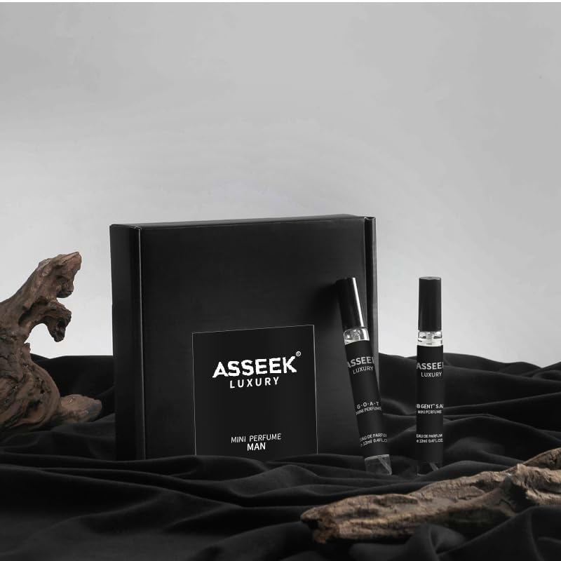 ASSEEN Luxury Men's Fragrance Gift Set: 4 Premium Wood perfume (12ml each)，Explorer Collection with OUD, GOAT & More，Elegant Gift Box